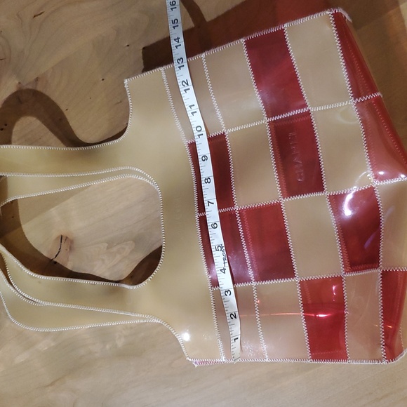 EUC Chanel Windowpane Tan & Raspberry Naked Bag - Picture 8 of 14